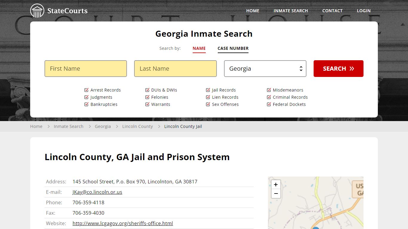 Lincoln County Jail Inmate Records Search, Georgia - StateCourts